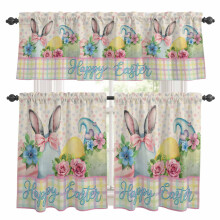 Easter Bunny Kitchen Curtains and Valances Pink Flower