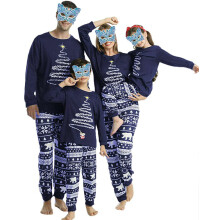 Matching Family Pajama Set Blue Plaid Pants and Letter