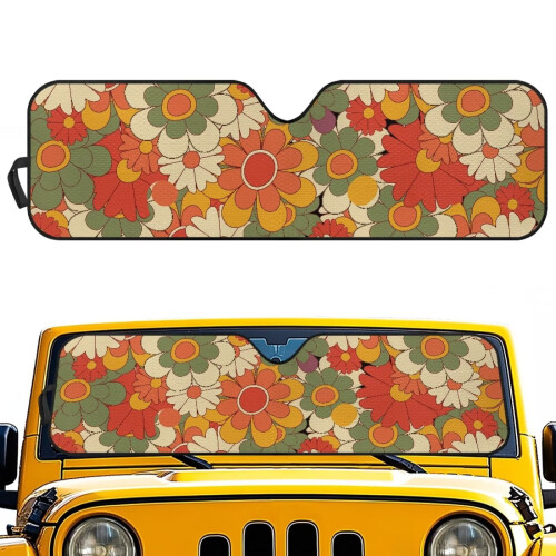 Foldable Hippie Flower Windshield Sun Shade for Jeep