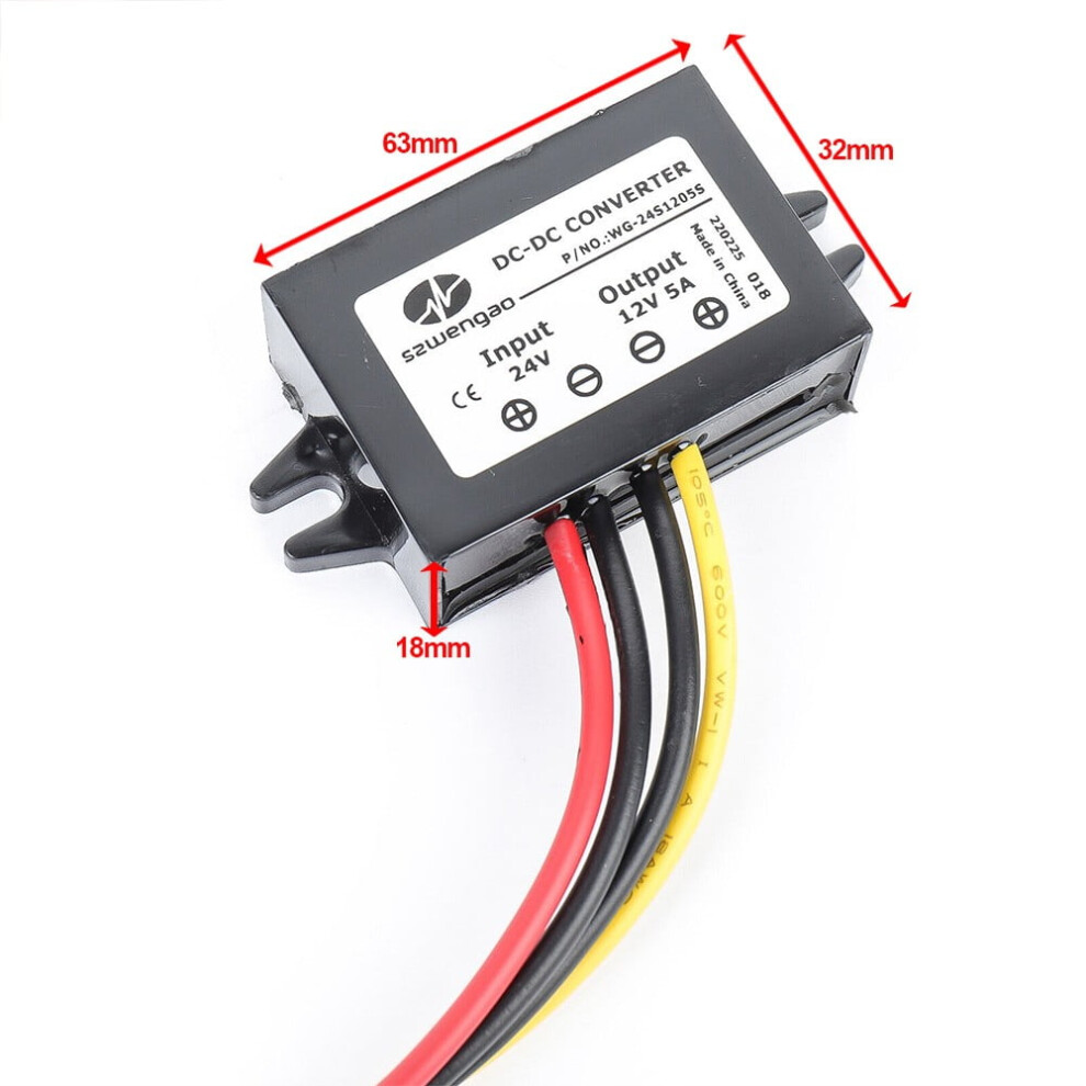 Dc Voltage Converter 18V/36V To 12V 5A 60W Step-Down Adapter 901175998133