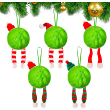 Lime Green Faux Fur Christmas Ball Ornament 2.36 inch