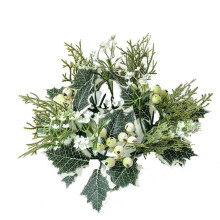 Christmas candle ring red berries snowy pine rustic