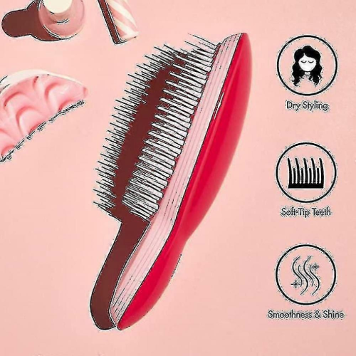 Βούρτσα για ξεμπερδέματα μαλλιών, ροζ, απαλό μασάζ στο τριχωτό της κεφαλής γ 2