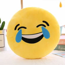 Cuscino emoji grande 32 cm, con faccina che ride e piange, in peluche, ideale per decorare divano e camera da letto.