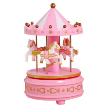 Pink Carousel Music Box Cake Topper 4-Horse