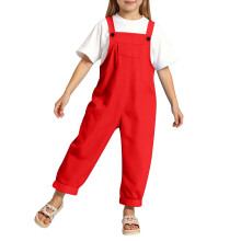 Kids Overalls Unisex Solid Color Soft Bib Pants 3-14 Years