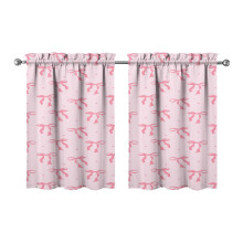 Vintage Pink Bow Tier Kitchen Curtains 28x36 Inch 2 Panels
