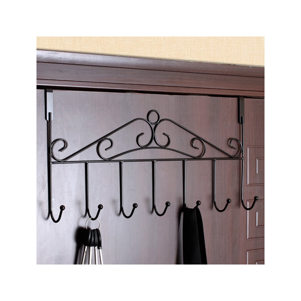 Metal Over-Door Hook Rack Black 7 Hooks 901175061769