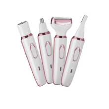 4-in-1 Electric Hair Removal System, USB Rechargeable Ladies Shaver for Face, Legs and Arms, White and Rose Go