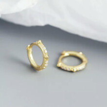 Sterling Silver CZ Huggie Hoop Earrings F0252-Gold