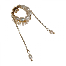 Cercei cu clips, din perlă albă și lanț, fără perforare, delicati, eleganți și simpli, pentru femei, 25-26 mm