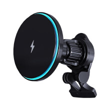 Încărcător auto magnetic de 15 W, suport de telefon rotativ la 360 de grade, compatibil cu iPhone 15, 14, 13, seria 12, negru