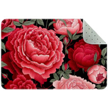 Embroidery Rug Red Roses Pink Peonies 24x36 Inch