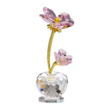 Four Leaf Crystal Flower Ornament Pink