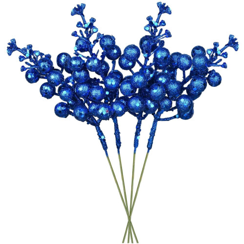 Black Glitter Berry Stems Artificial Christmas Picks 14-Pack