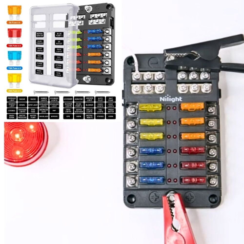 12-Way Blade Fuse Block with LED Indicator and Waterproof