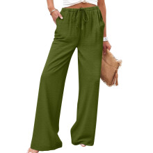 Women's Elastic Waist Straight Leg Pants Lightweight
