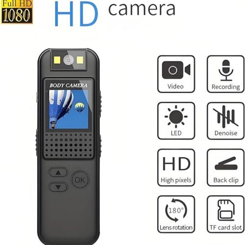 Μίνι κάμερα σώματος 1080P με μαγνητικό κλιπ, περιστρεφόμενο φακό 180 μοιρών, υπ 2
