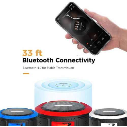 Αδιάβροχο ασύρματο ηχείο Bluetooth για ντους με βεντούζα και γάντζο, 6 ώρες παιχν 2