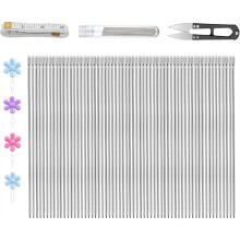 66 Pcs Beading for Jewelry Making, Size 10 Straight Fine Beads with Scissors and Threader for Beading, Embroidery