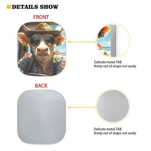 Hawaiian Highland Cow Sun Shade Foldable 2pcs Universal 1