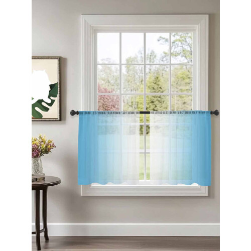 Light Blue White Gradient Sheer Curtains 52x54 Rod Pocket 1
