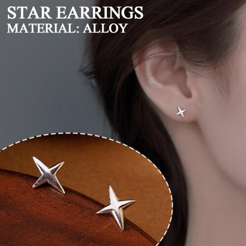 Cross Star Zircon Stud Earrings Four-Pointed 2