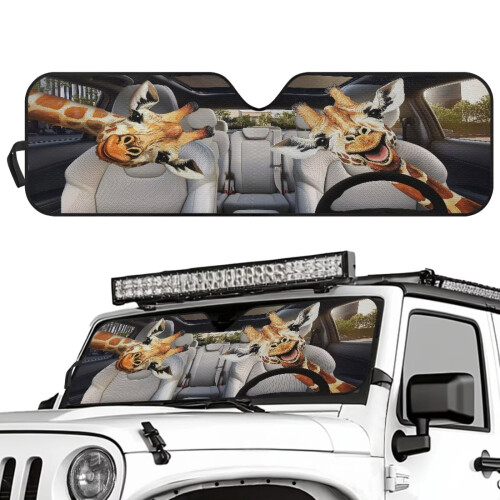 Giraffe Driving Windshield Sunshade for Jeep Wrangler 1