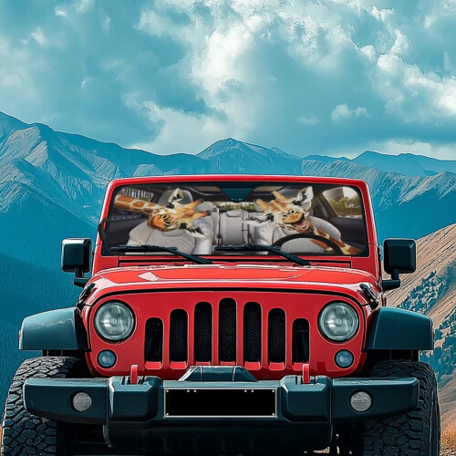 Giraffe Driving Windshield Sunshade for Jeep Wrangler 2