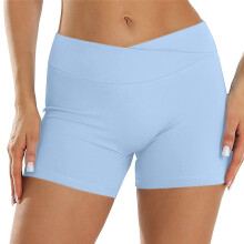 Pantalones cortos deportivos de mujer con cintura alta y fruncido
