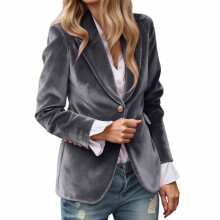 Damen-Samtblazer im Vintage-Stil, langärmelig