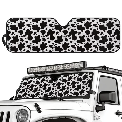 Cow Print Windshield Sun Shade for Jeep Wrangler Compass 1