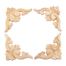 40pcs 6 X 6cm European Style Wood Carved Corner Onlay Applique Furniture Unpainted Door Decor