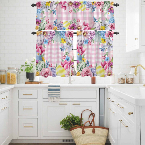 Easter Kitchen Curtains and Valances Set with Floral and 2