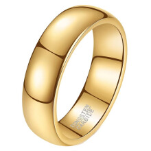 Volframståls böjd glansig ring unisex 6 mm guld storlek 6