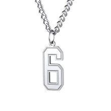 Damen-Halskette mit Zahlenanhänger aus Edelstahl, Silber 6