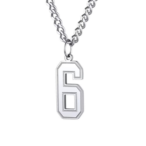 Halsband med siffror i rostfritt stål för kvinnor, silver6