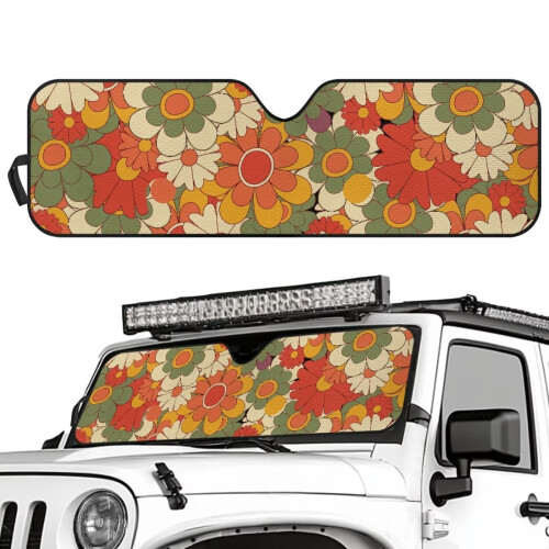 Foldable Hippie Flower Windshield Sun Shade for Jeep 1