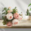 Bouquet de fleurs en soie, roses blanches et roses, 3 pièces 3