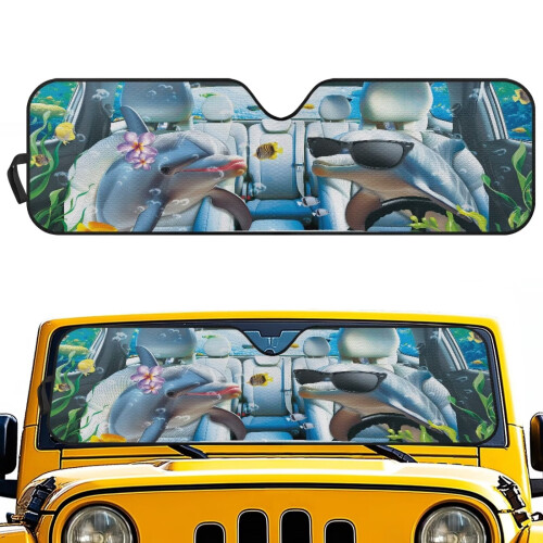 Shark Print Windshield Sun Shade for Jeep Wrangler and 1