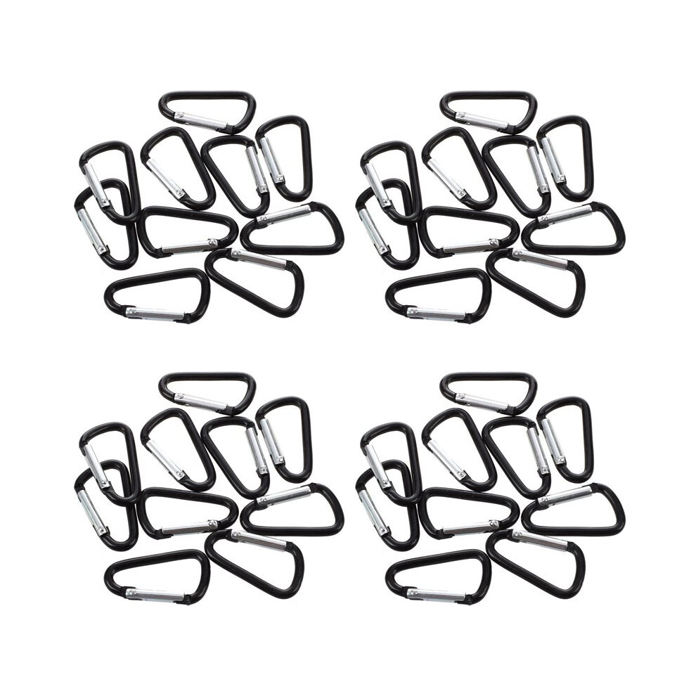 40 Pcs Black D Shaped Aluminum Alloy Snap Clip Key Chain Carabiner Hook 6033863667619