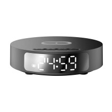 Multifunktionell trådlös väckarklocka med laddningsfunktion, 15W snabbladdning, kompatibel med iOS och Android.