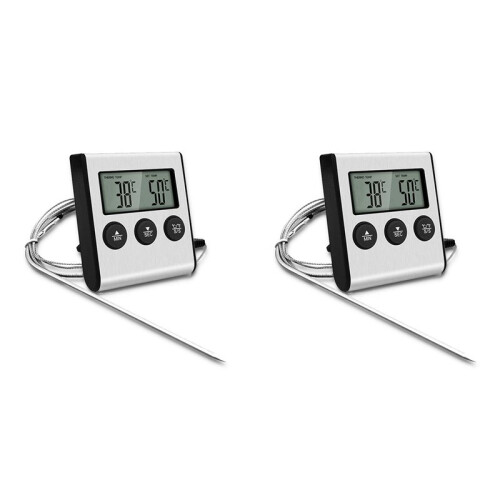 2X Kitchen Digital Thermometer BBQ Oven Meat Grill Function Heat Meter Home Baking Household Cooking Temp