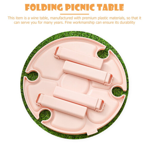 Pink Plastic Folding Table Outdoor Picnic Style 1 Piece 1