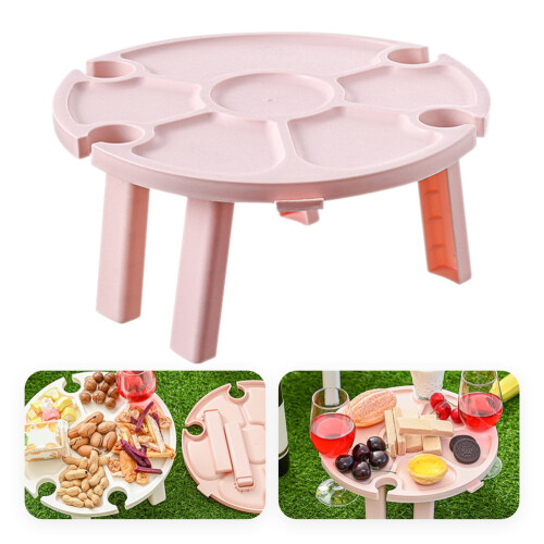 Pink Plastic Folding Table Outdoor Picnic Style 1 Piece 2