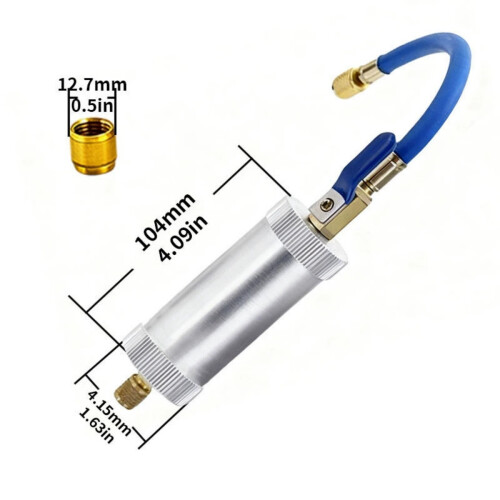 2 Oz Capacity AC Refrigerant Oil Injector Tool with 1/4 Thread for Efficient Air Conditioning System Service 1
