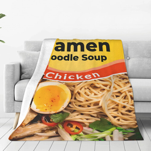 Κουβέρτα Ramen με σχέδιο κοτόπουλου από φανέλα και φλις ριχτάρι 1