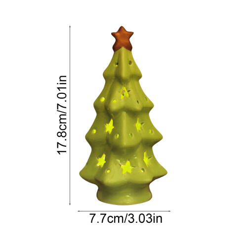 Ceramic Christmas Tree Ornament Green Mini House 7.01x3.03 2