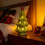 Ceramic Christmas Tree Ornament Green Mini House 7.01x3.03 7