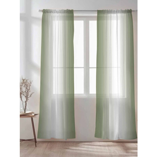 Green Gradient Sheer Curtains 52x96 Farmhouse Abstract 1